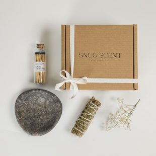 White Sage & Rosemary Smudging Kit with Real Marble Dish