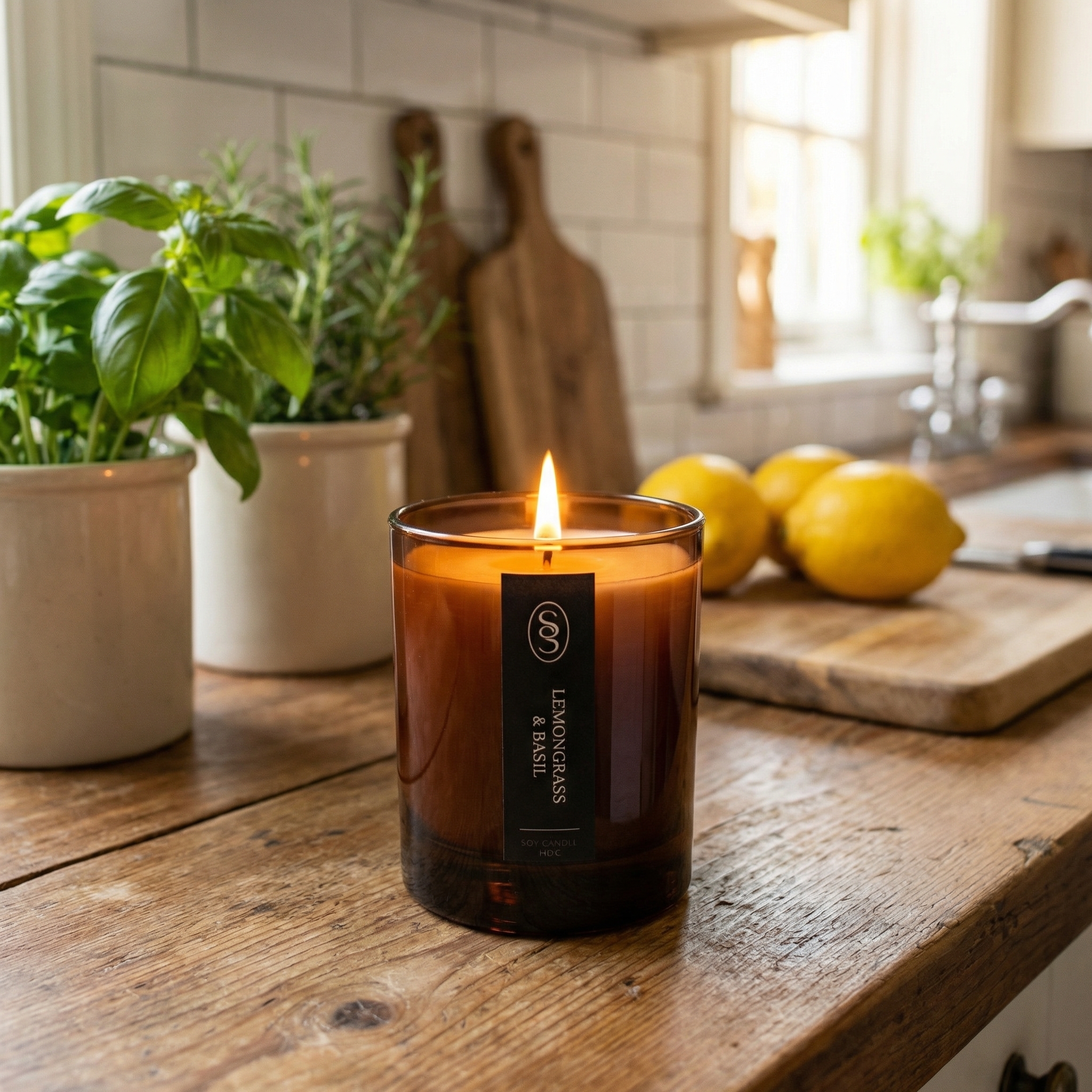 Lemongrass & Basil Natural Candle - Calming - Image 4