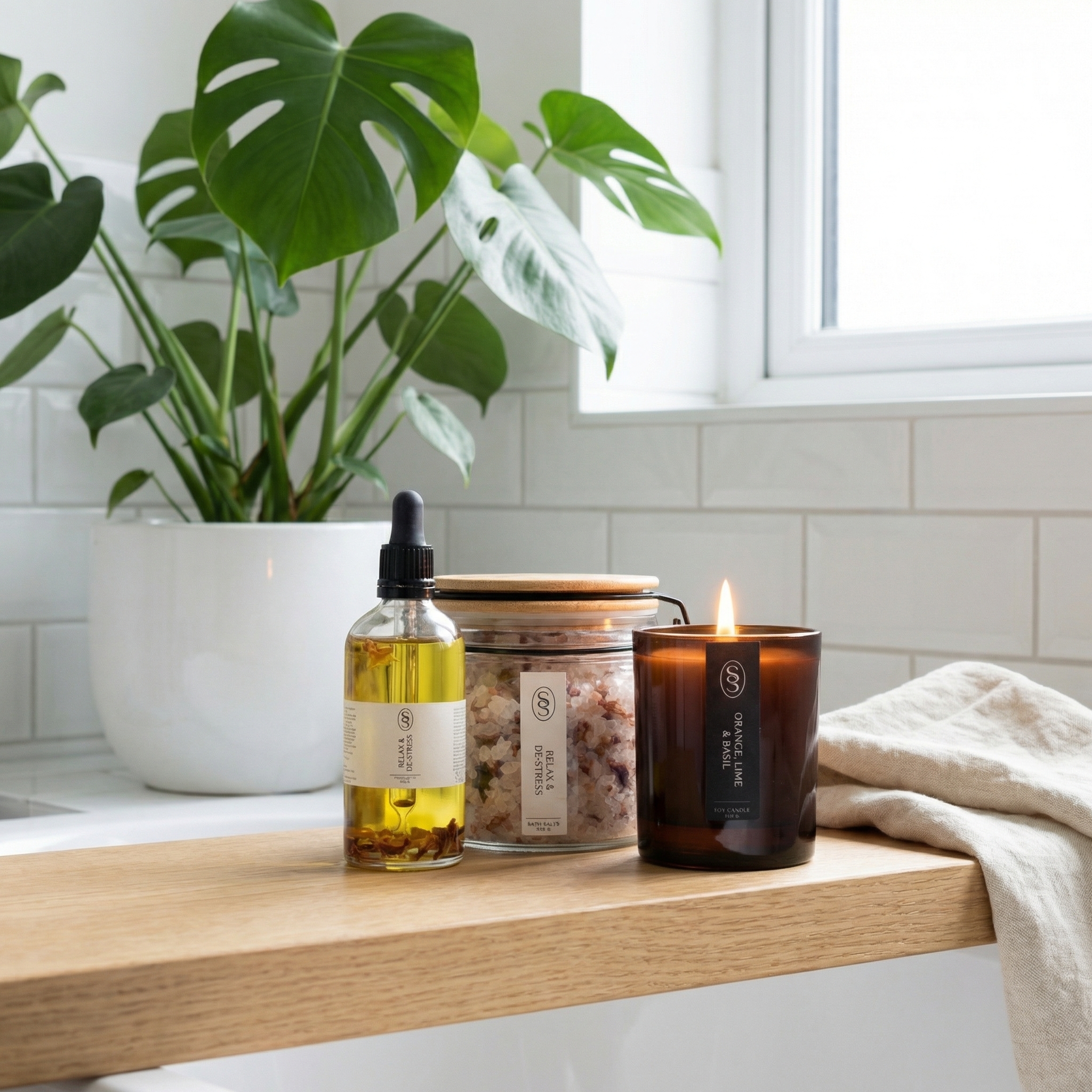 Sensational Natural Candle, Massage Oil and Bath Salts - Image 2