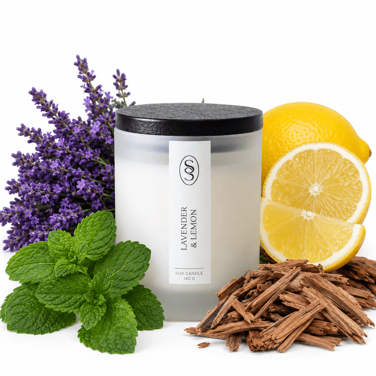 Lavender & Lemon Natural Candle - Soothing - Image 2