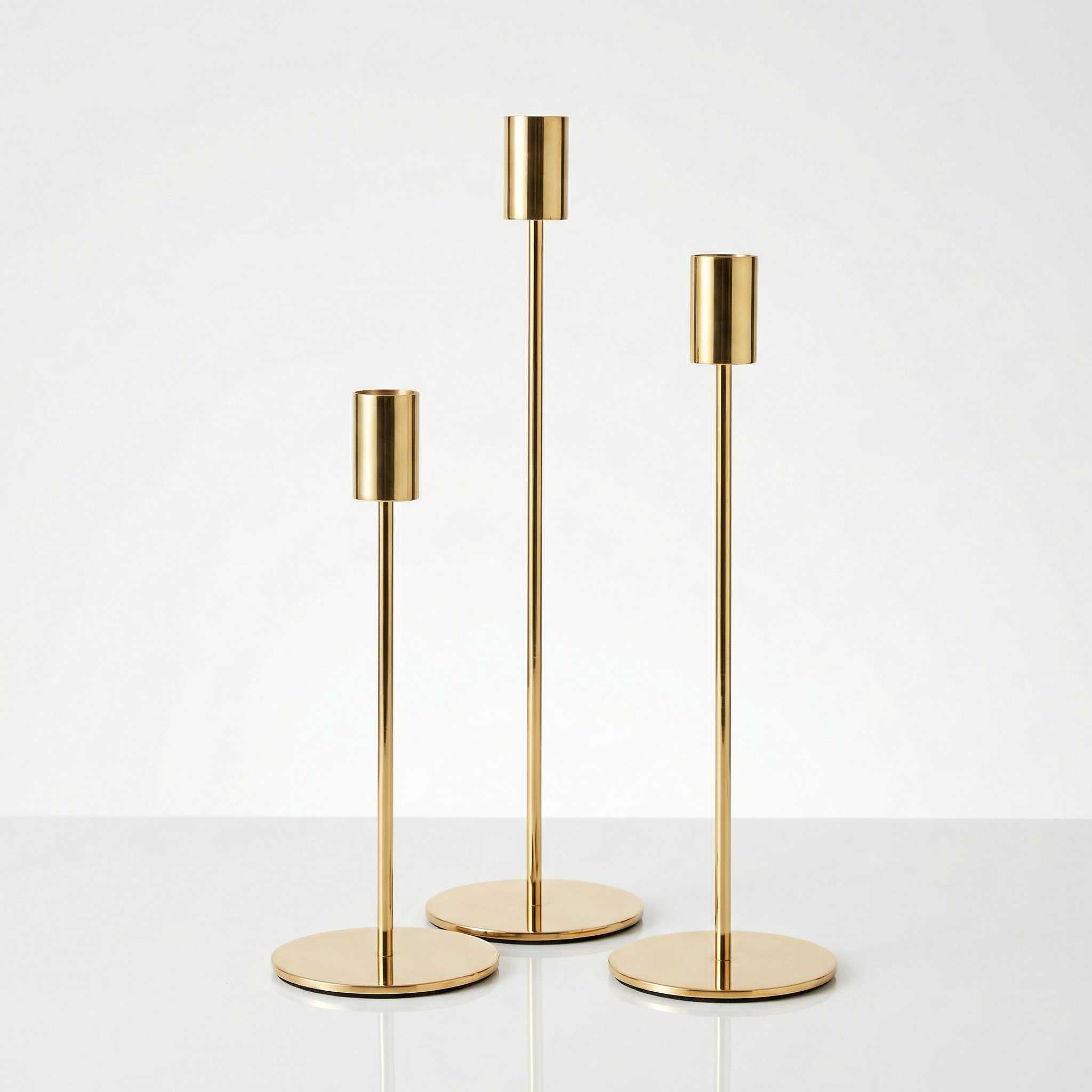 Gold Candle Holders - Set of 3 - Image 2